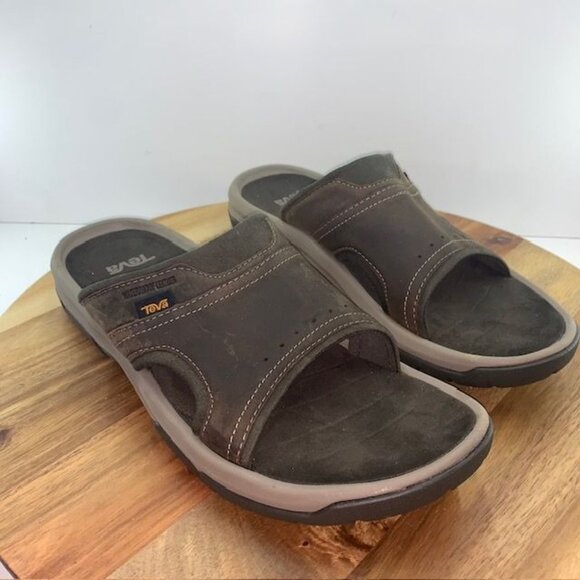 Teva Langdon Slides Mens Size 13 Brown Waterproof Leather Comfort Slip On 101515 main image 13